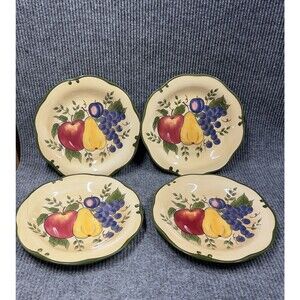 Home Trends‎ Set Of 4 Granada 11" Dinner Plates Fruit Earthenware Discontinued